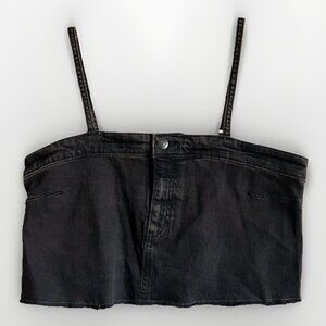 Wild Fable Women’s Brown Reworked‎ Cropped Denim Tank Top Size MEDIUM Brown